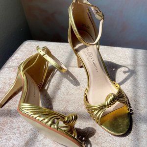 Chinese Laundry Robbie Gold Strappy Dress Heels